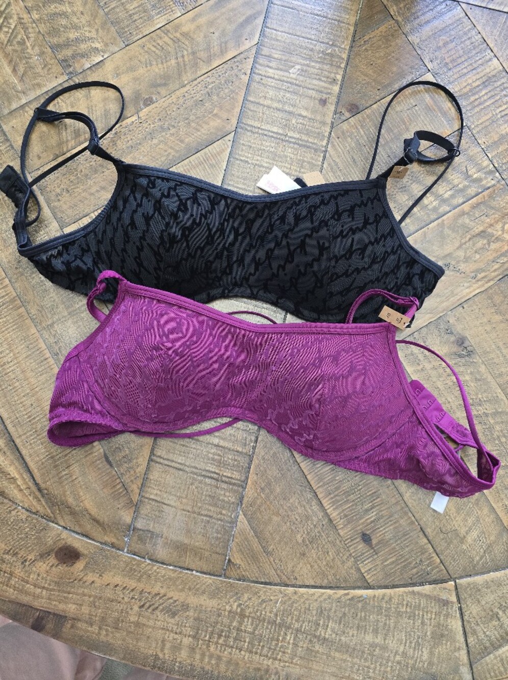 Victoria's Secret Two-Pack Scoop Bralettes - Black & Magenta